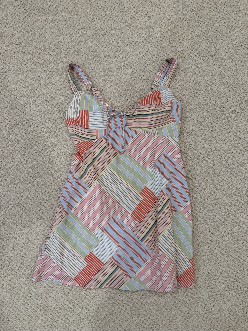 Abercrombie & Fitch—Striped Patchwork Slip Dress - Multicolor Size M